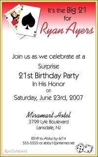 Vegas Blackjack Invitations for your 21st Birthday Celebration