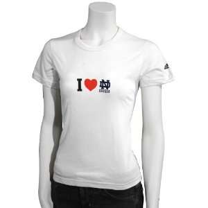   Dame Fighting Irish White Ladies Team Love T shirt: Sports & Outdoors