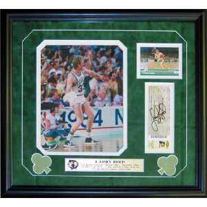   Larry Bird Autographed Framed Boston Celtics Ticket