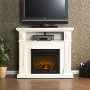  Legacy TV Stand with Electric Fireplace in Ivory