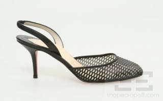 Christian Louboutin Black Cut Out Leather Slingback Heels Size 39.5 