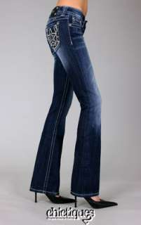 Miss Me Jeans Lady Luck Star Studded Horseshoe Denim Boot Cut JW6090B2 