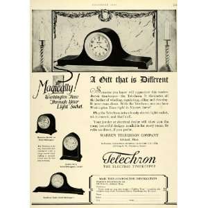 1926 Ad Boudoir Model Mahogany Clock Gothic Style Warren Telechron 