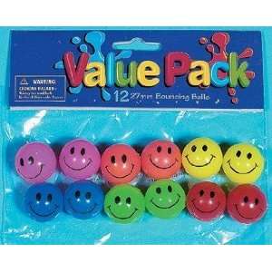  12 smiley   smile face bouncy balls   27mm Toys & Games