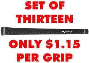 Set of 13 Karma Black Velvet Tour Pro Golf Grips 0.600  