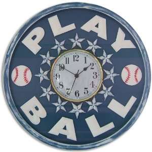  Baseball Play Ball Round Wall Clock in Multiple Colors 