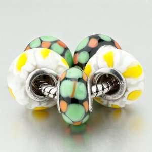  5 Green Yellow Pattern Pandora Beads Bracelets Pugster Jewelry