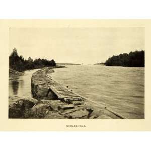 1911 Print Niskakoski Finland Suomi Bridge Landscape Scenery Finnish 