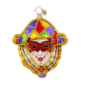 RADKO JOYOUS JESTER Mardi Gras Mask Glass Ornament:  Home 