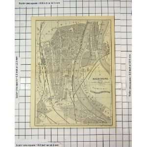   Antique Map Germany Street Plan Magdeburg Brandenburg: Home & Kitchen