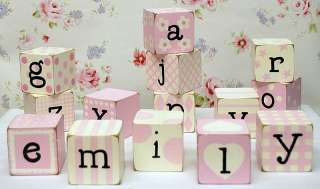 Wooden Block Name Letters Pink Child Baby Nursery  