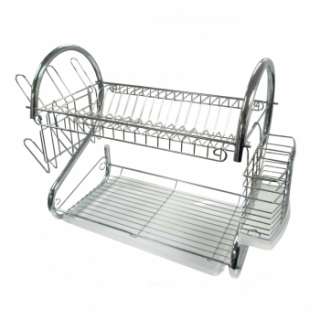 CHROME PLATED 22 BETTER CHEF METAL DISH DRYING DRAINER RACK w/ TRAY 