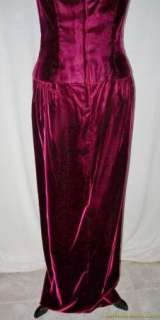 Vintage Victor Costa 80s Bombshell Gown Dress 10 Burgundy Velvet 
