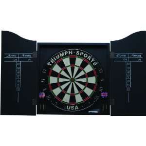   MDF Dart Board Cabinet with Bristle Board (Black): Sports & Outdoors