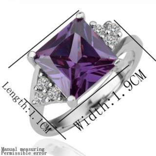 T22 18K white Gold plated purple gem Swarovski crystal Ring size 8 
