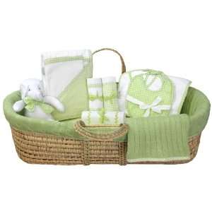  Tadpoles Cable Knit Moses Basket Gift Set, Sage: Baby