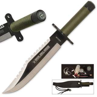  JUNGLE SURVIVAL BOWIE KNIFE WITH LEATHER SHEATH COMPASS 