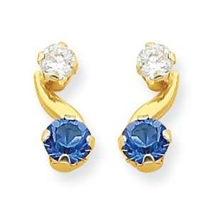  14k Synthetic Sapphire (Sep) Post Earrings Jewelry