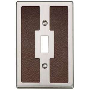   Brown Leather and Brushed Nickel Toggle Wall Plate