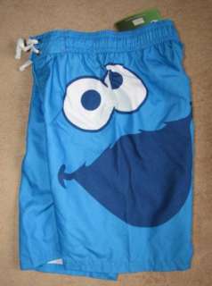 SESAME STREET Cookie Monster Swim Trunks Shorts sz 6/7  