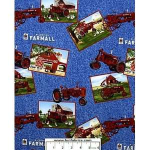  Farmall Postcard Prints on Blue Fabric: Arts, Crafts 