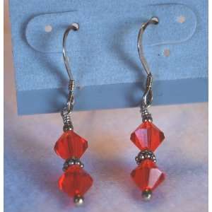  Deep Orange Swarovski Crystal Earrings 