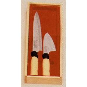  2pcs Sushi Santoku Chefs Knife Knives Cutlery Set w/case 