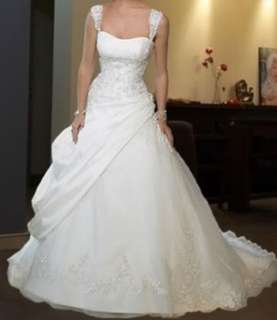   Ivory Lace up Applique Watteau Shoulders A Line Wedding/Evening Gown