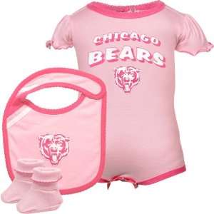   Bears Infant Girls Pink Creeper, Bib & Bootie Set: Sports & Outdoors