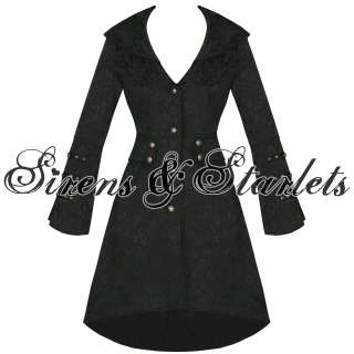   GOTHIC MILITARY JACQUARD STEAMPUNK FLORAL BROCADE JACKET COAT  