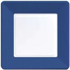 Navy Blue Square Paper Plates Coordinate Textured 9 inch 