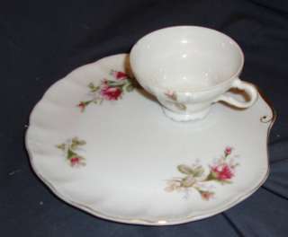 CHINA ROSE & ROSEBUD SNACK PLATE AND CUP SETS  