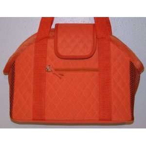   Dog Carrier   Open Top Quilted Orange w/ Polka Dot Lining Pet Carrier
