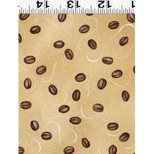  Quilting Fabric Caffeine Cafe Coffee Bean and Steam 