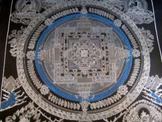 Pure Silver Kalachakra Buddha Mandala Thangka Thanka Painting Nepal 