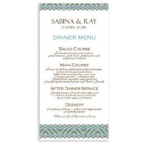    145 Wedding Menu Cards   Greek Teal Green Freeze: Office Products