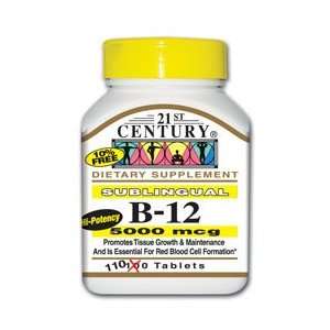  High Potency Sublingual Vitamin B 12 5,000 mcg 110 Tabs 