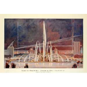  1937 Print Paris Exposition Fountain Raymond Subes Champ 