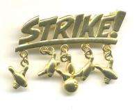 1990s JJ brooch BOWLING STRIKE with PINS & BALLS  