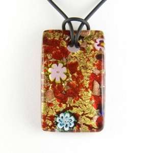    Rectangle Gold Foil Pendant   Camilla Red/Gold Style2: Jewelry