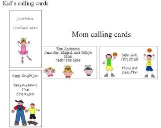   Personalized Stick Faces or stick figure Mommy or Kids Calling Cards