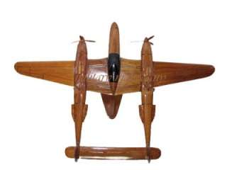 38 LIGHTNING WWII MAHOGANY WOODEN WOOD MODEL HAND CARVED CRAFTED 