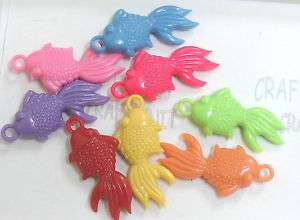 10 x Plastic GOLDFISH charm 29x40mm c710 MIXED COLOR  