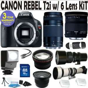  Canon Rebel T2i (EOS 550D/KISS X4) 6 Lens Deluxe Kit with 