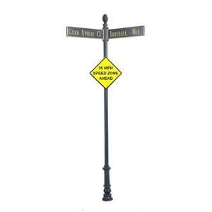   Post Street Sign (14 6) w/Cast Blades & 24 Diamond Sign: Patio