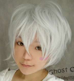   Shion \ kaito short silvery white Cosplay party full wigs CA44  