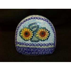  Polish Pottery Stoneware Napkin Holder Sunflower 