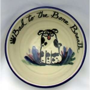  Bad to the Bone Breath Dog Bowl by Moonfire Pottery Pet 