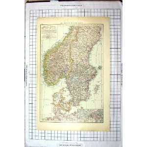   Norway Sweden Denmark Stockholm Antique Map: Home & Kitchen