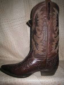   Embossed Chocolate Leather Sea Turtle (Caguama) Western Cowboy Boots